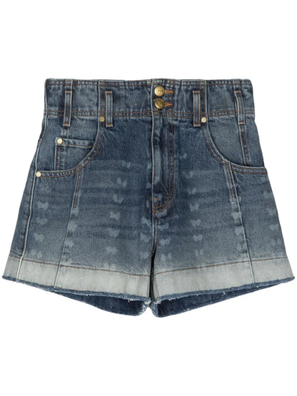 Butterfly-Print Denim Shorts