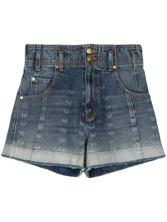 Butterfly-Print Denim Shorts