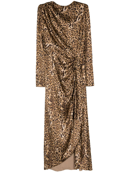 Lala Leopard-Print Draped Dress