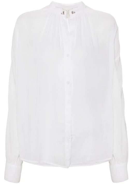 Crystal-Embellished Semi-Sheer Shirt