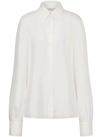 Pointed-Collar Silk Shirt