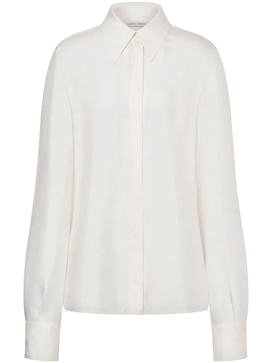 Pointed-Collar Silk Shirt