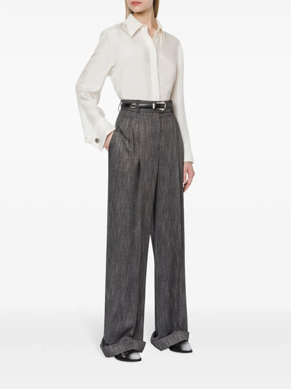Pointed-Collar Silk Shirt