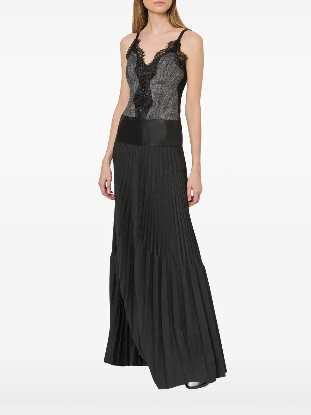 Satin-Trim Long Dress