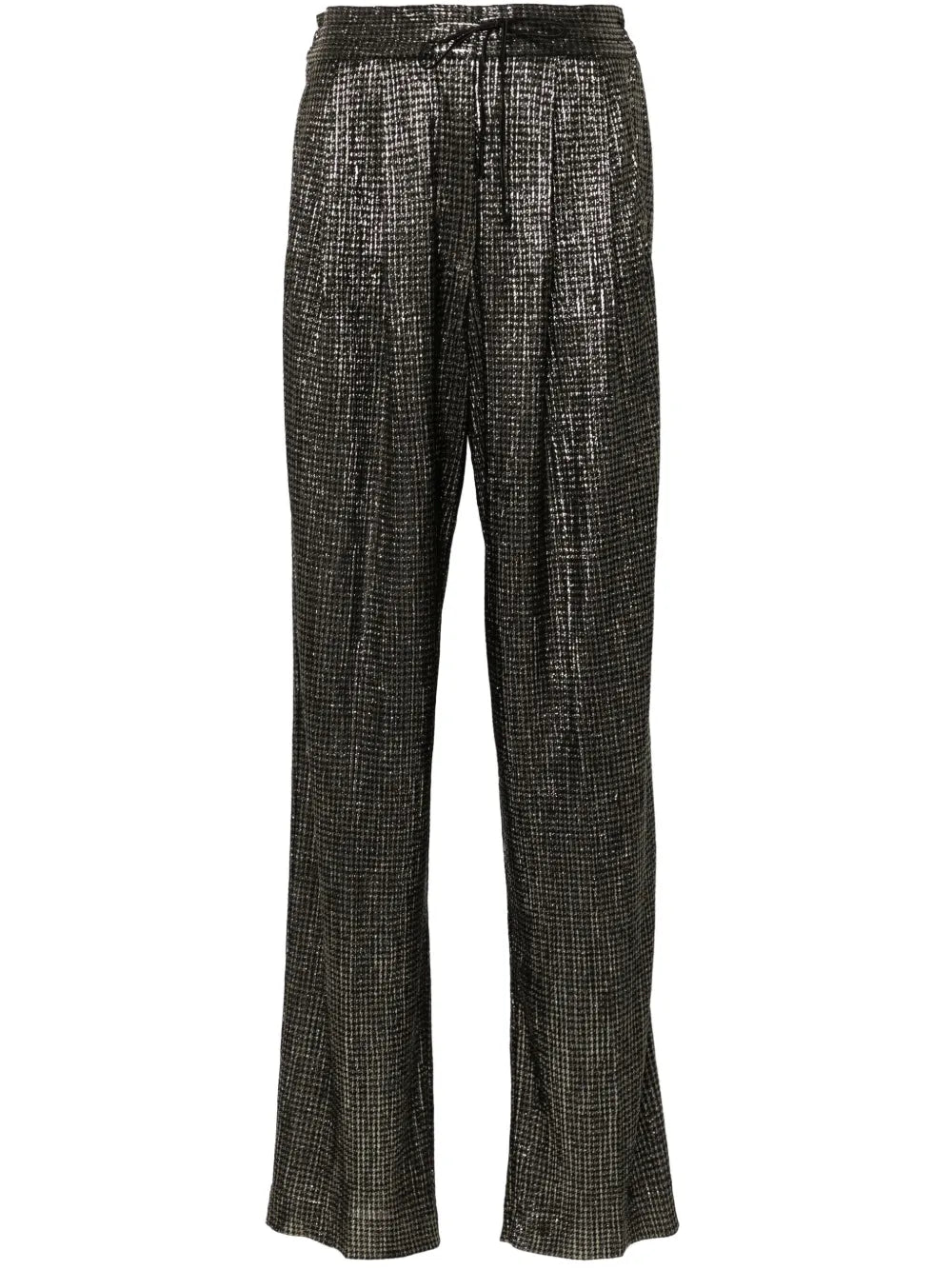 Houndstooth Metallic Straight Trousers