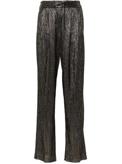 Houndstooth Metallic Straight Trousers