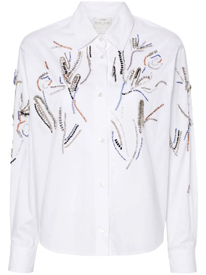 Rhinestone-Detailed Poplin Shirt