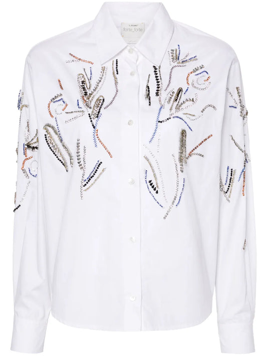 Rhinestone-Detailed Poplin Shirt