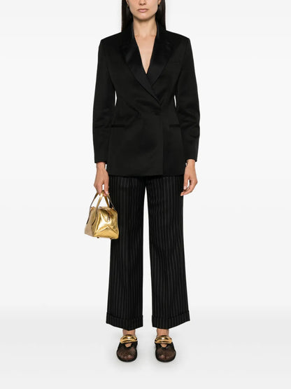 Double-Breasted Satin Blazer