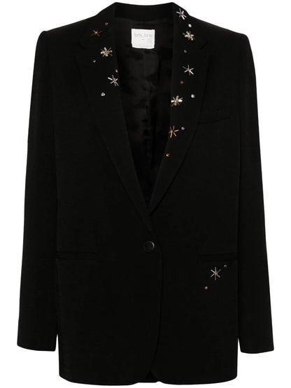 Crystal-Embellished Single-Breasted Blazer
