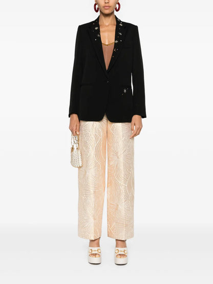 Crystal-Embellished Single-Breasted Blazer