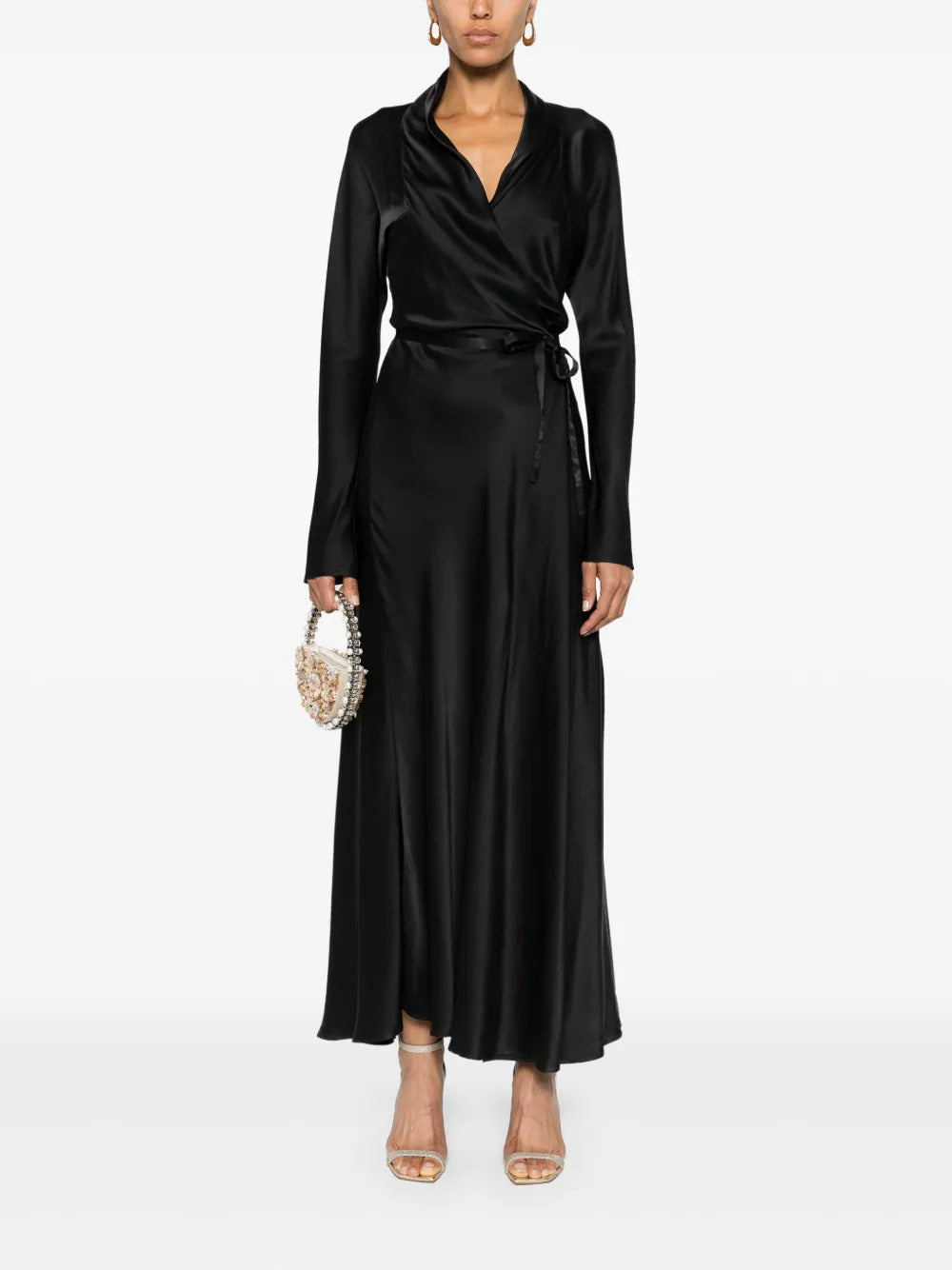 Tied-Waist Silk Wrap Dress