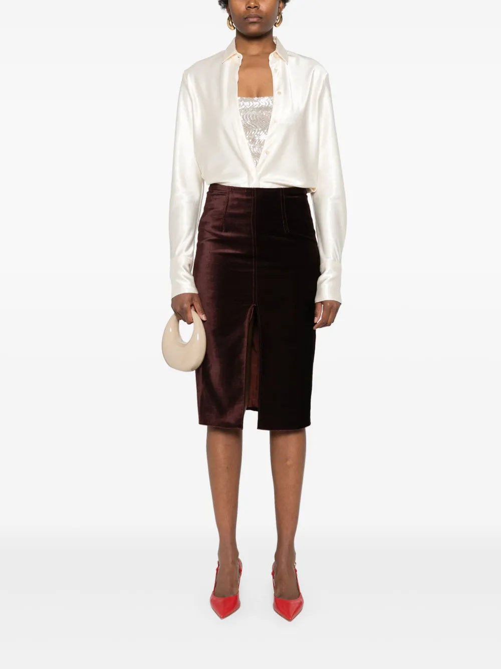 Long-Sleeve Satin Shirt