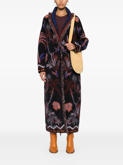 Patterned-Jacquard Knitted Coat