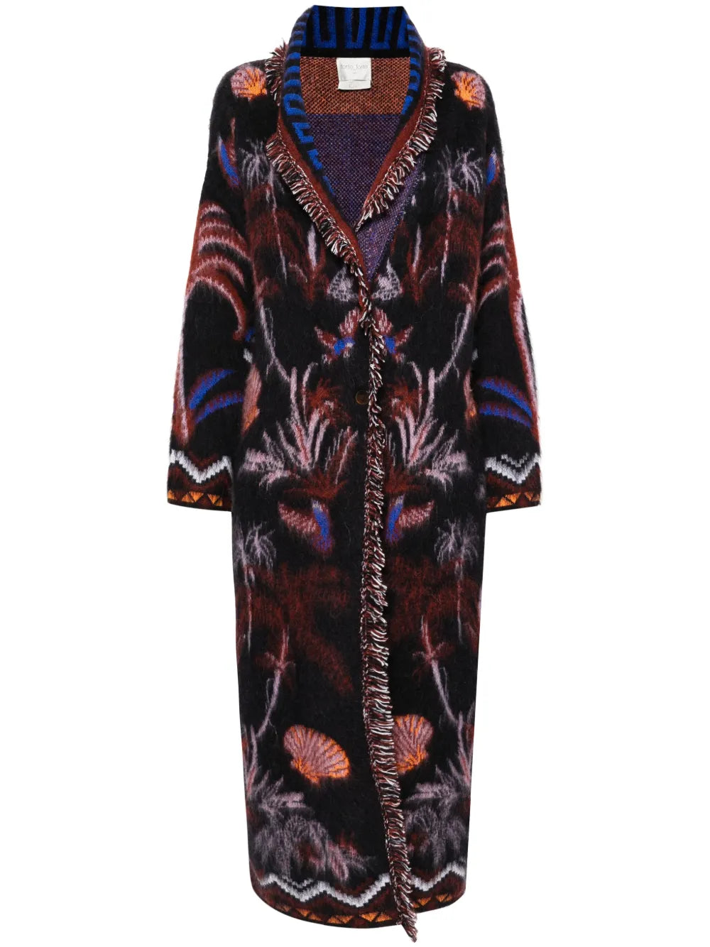 Patterned-Jacquard Knitted Coat