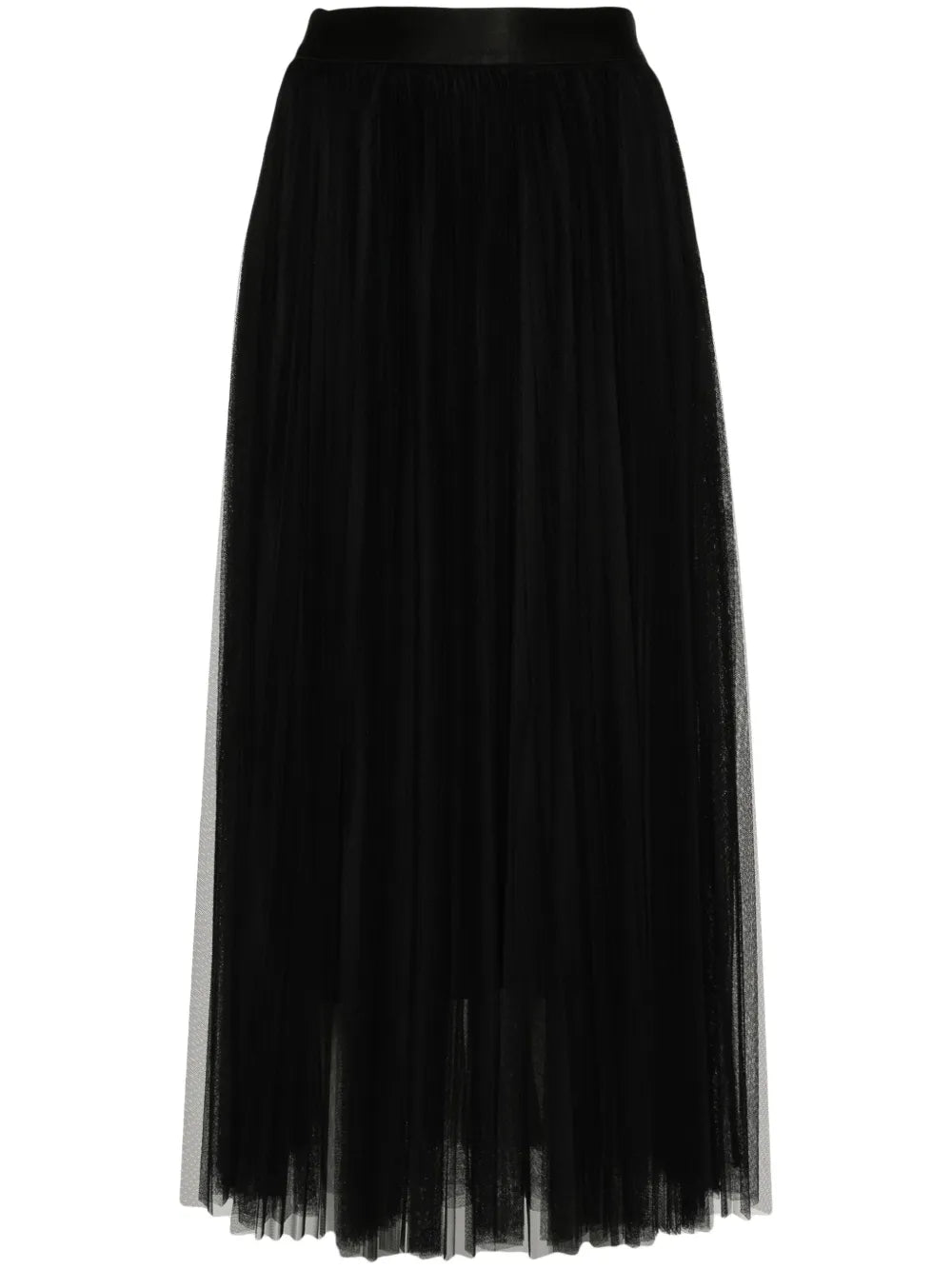 Pleated Tulle Midi Skirt