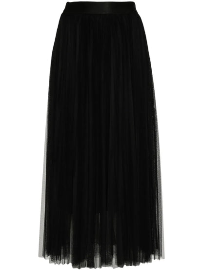Pleated Tulle Midi Skirt