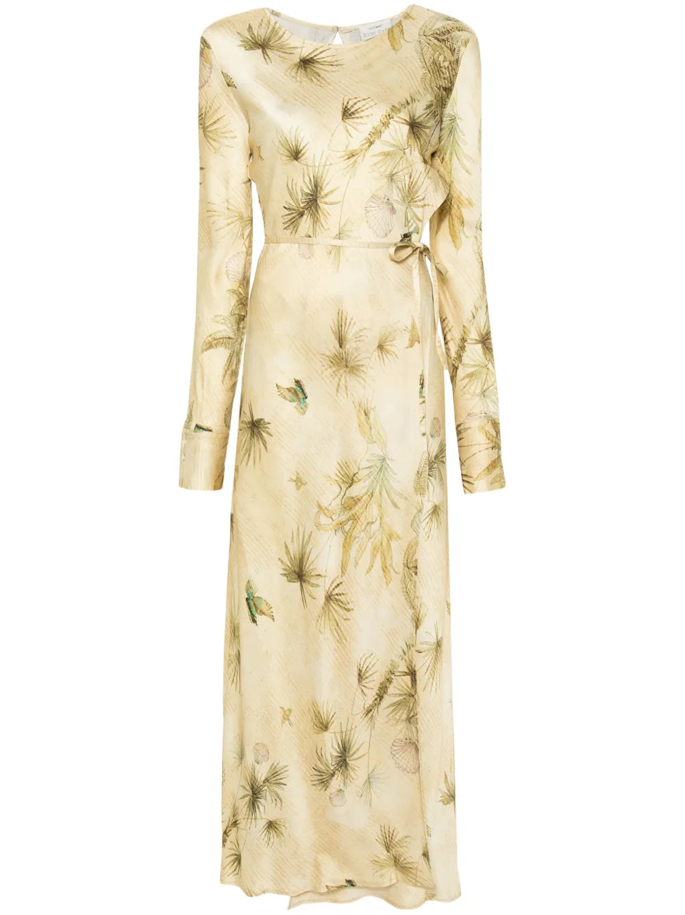 Floral-Print Satin Wrap Dress