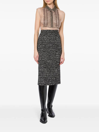 High-Waist Tweed Pencil Skirt