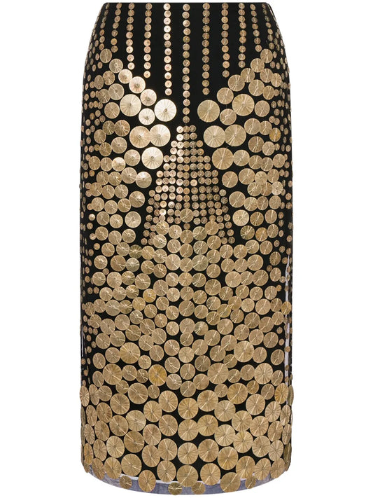 Sequin-Embellished Midi Skirt