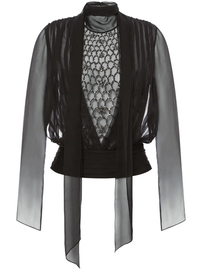 Crystal-Embellished Silk Top