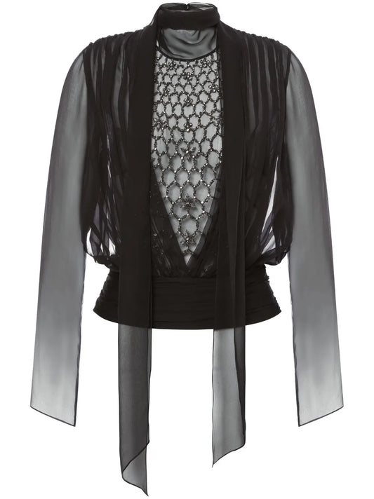 Crystal-Embellished Silk Top