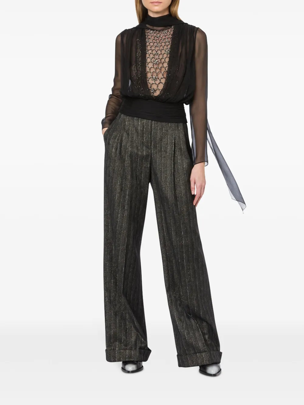 Crystal-Embellished Silk Top
