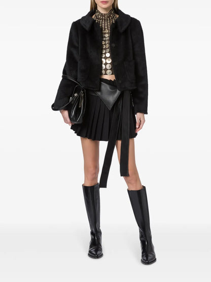 Spread-Collar Faux-Fur Jacket