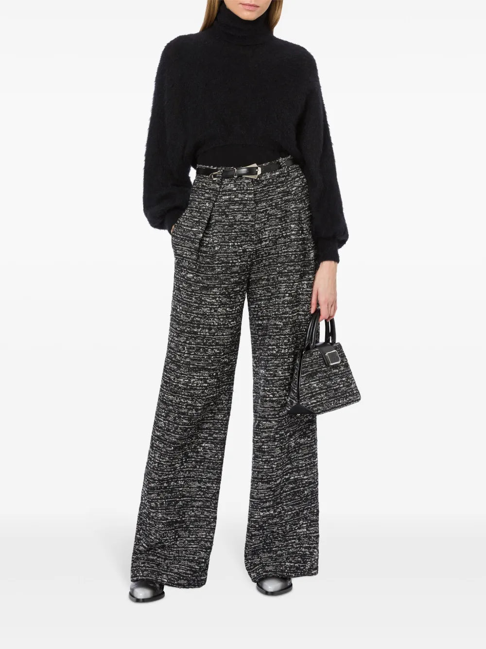 Wide-Leg Tweed Trousers