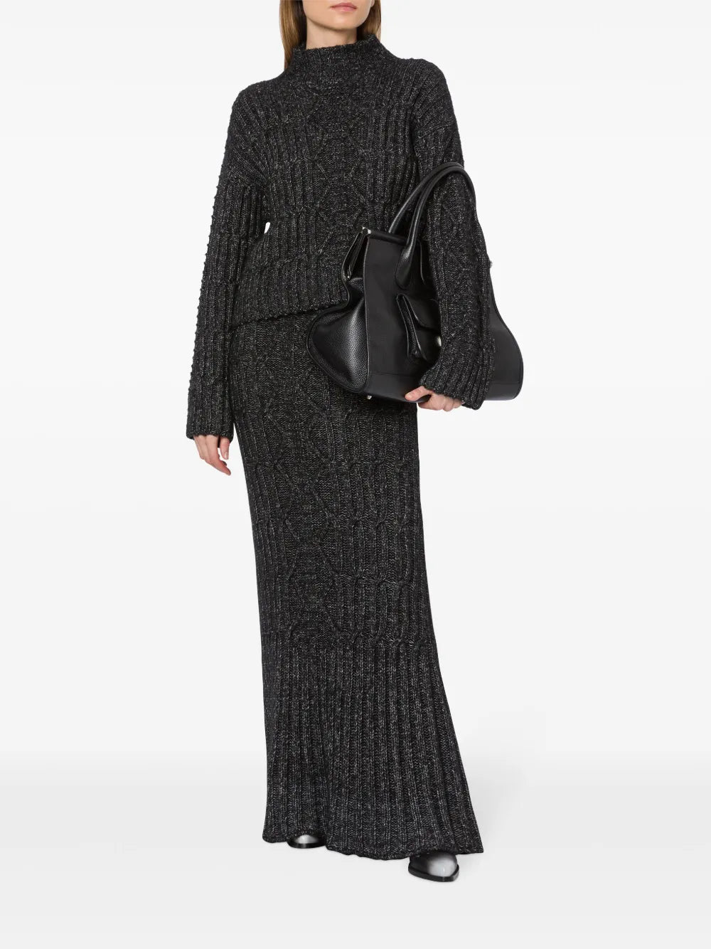 Cable-Knit Maxi Pencil Skirt