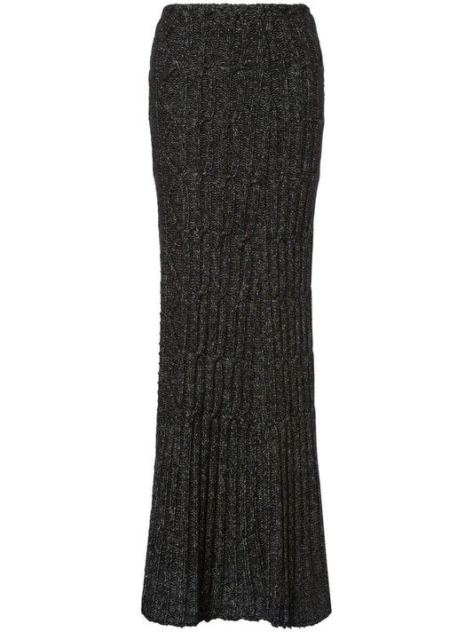 Cable-Knit Maxi Pencil Skirt