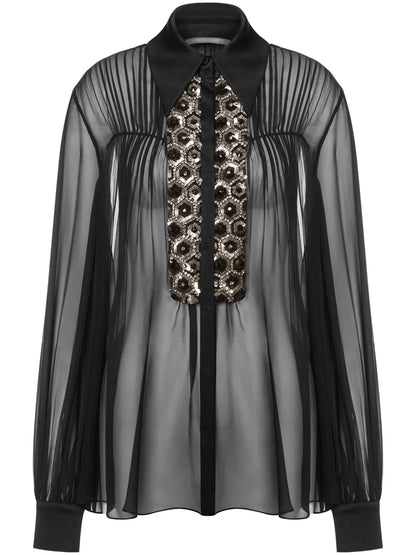 Sequin-Embellished Silk Shirt