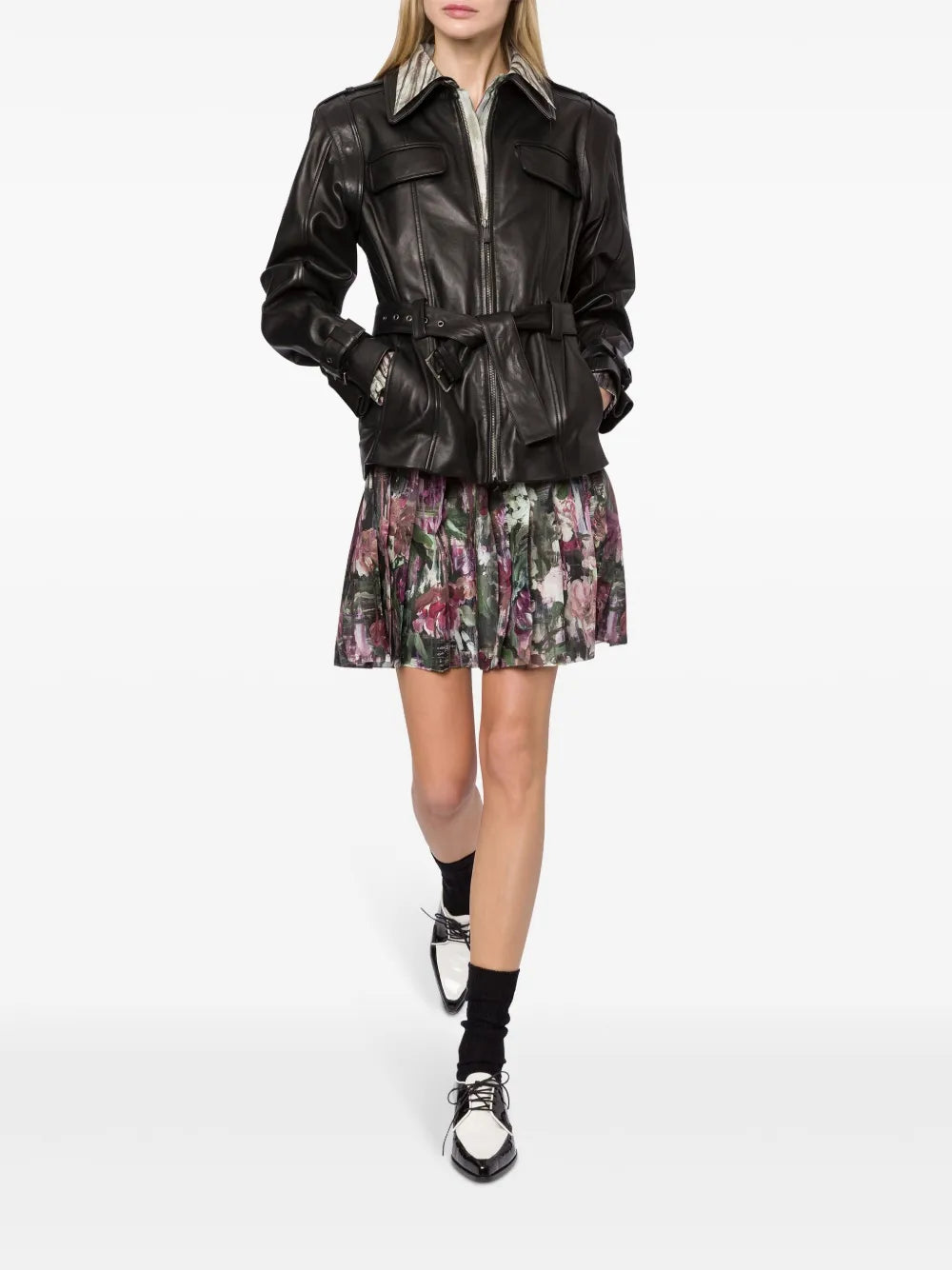 Detachable-Sleeves Leather Jacket