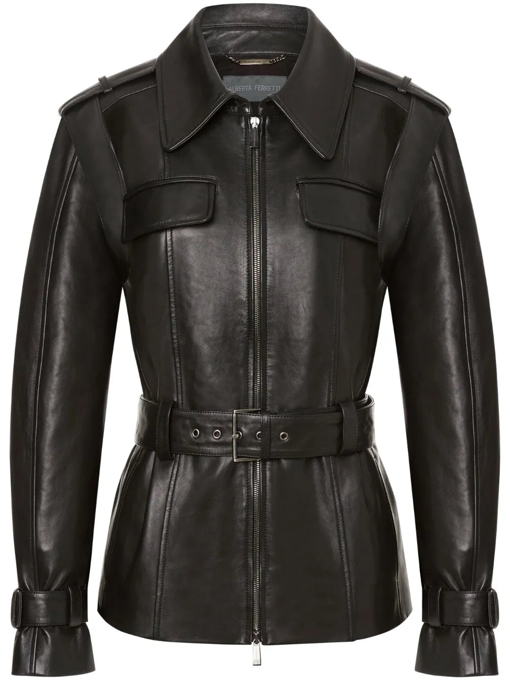 Detachable-Sleeves Leather Jacket