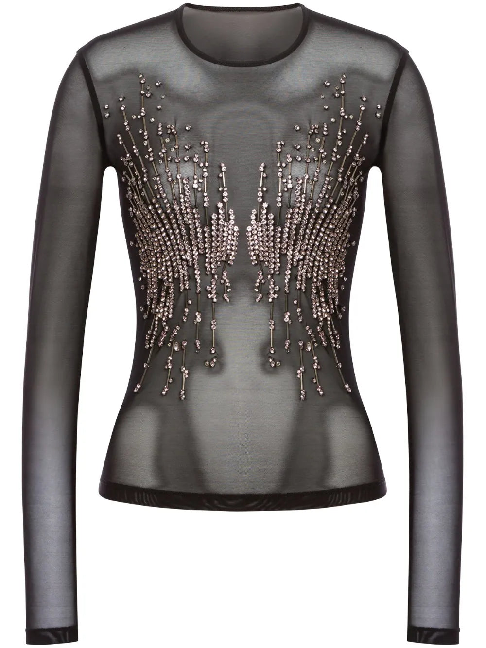 Crystal-Embellished Sheer Top