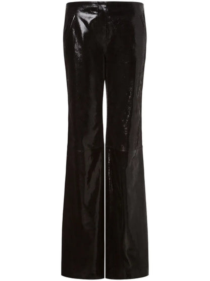 Patent-Finish Leather Flared Trousers