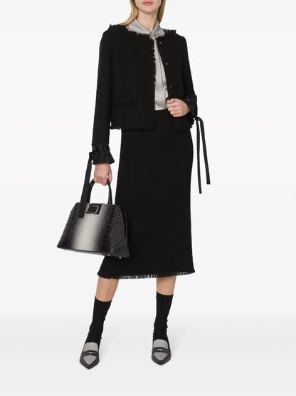 Knitted Virgin Wool Midi Skirt