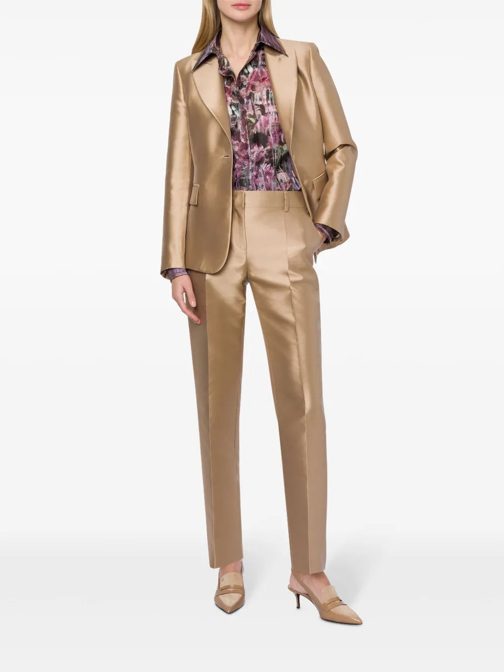 Single-Breasted Satin Blazer