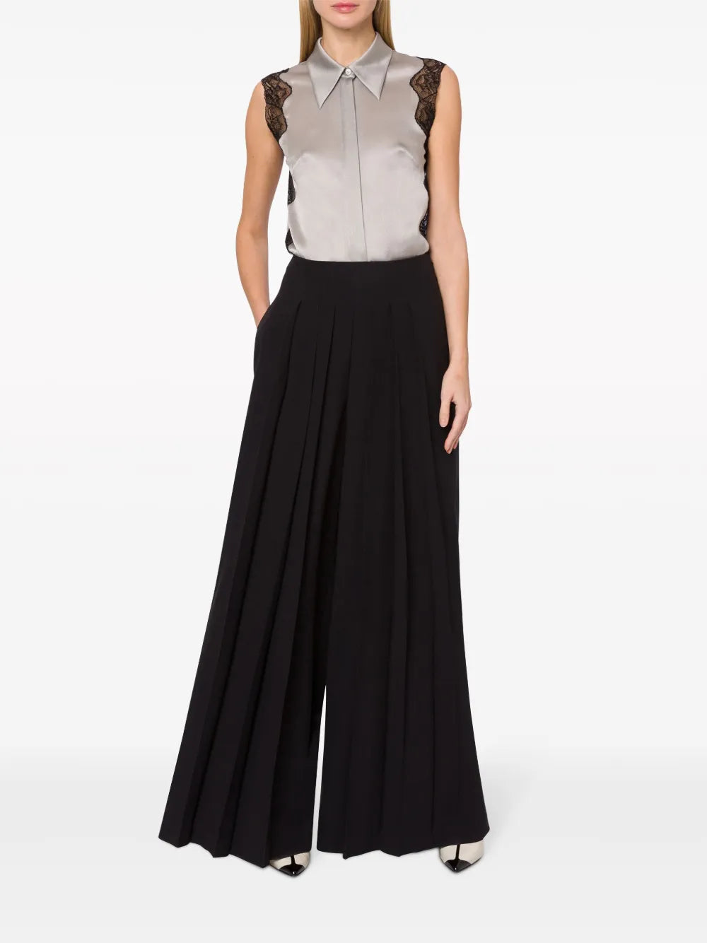 Pleated Wide-Leg Trousers
