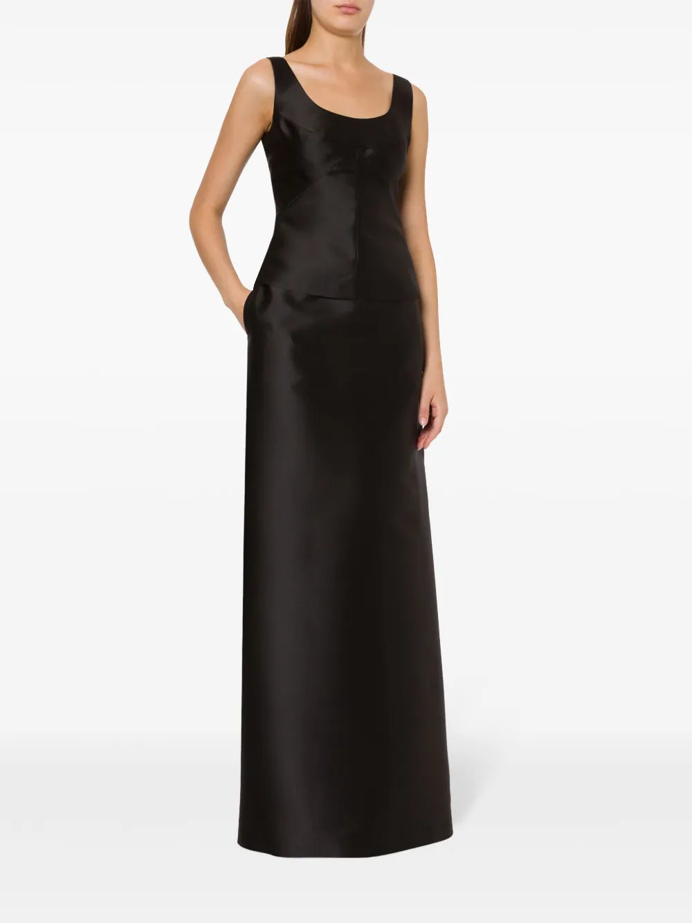 A-Line Satin Midi Skirt