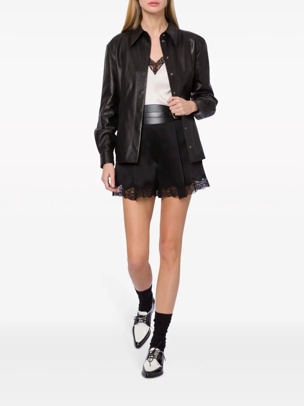 Lace-Trim Satin Shorts
