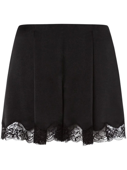Lace-Trim Satin Shorts