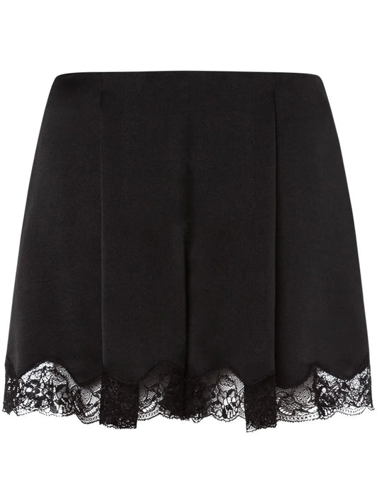 Lace-Trim Satin Shorts