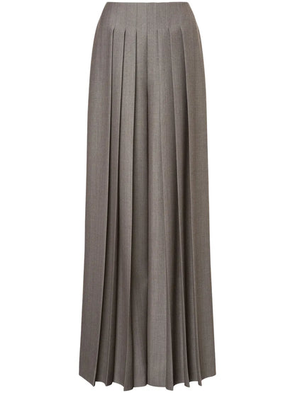 Pleated Mid-Rise Palazzo Trousers