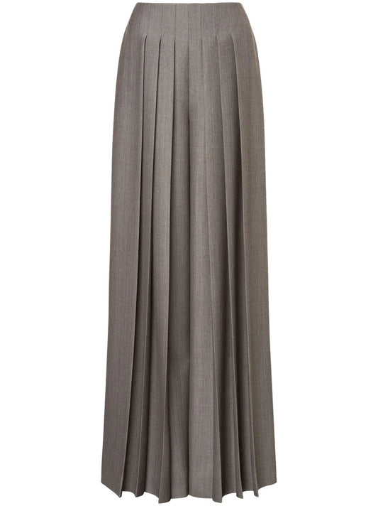 Pleated Mid-Rise Palazzo Trousers
