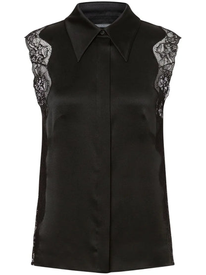 Floral-Lace Sleeveless Shirt