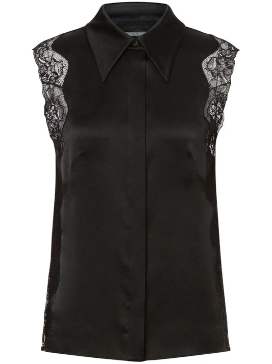 Floral-Lace Sleeveless Shirt