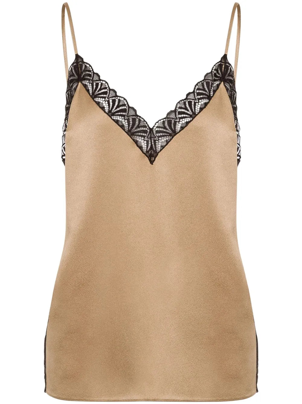 Lace-Trim Satin Blouse