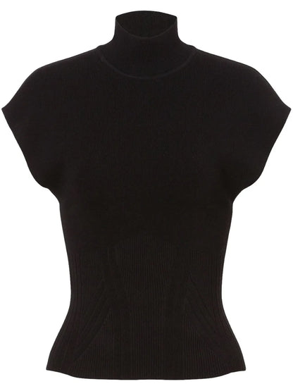 Ribbed-Knit Turtleneck Top