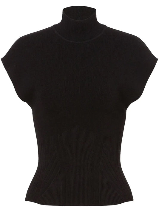 Ribbed-Knit Turtleneck Top